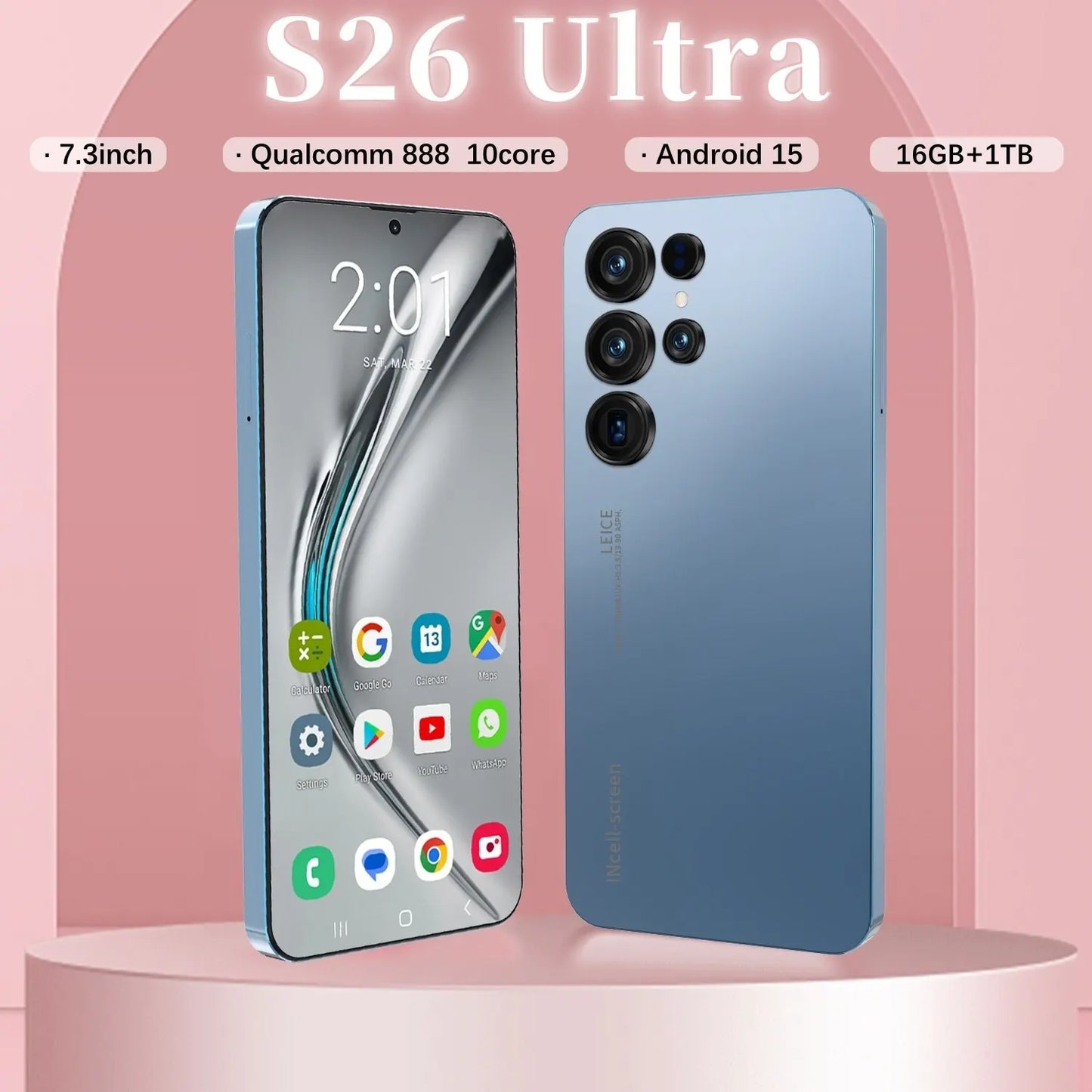 Original Unlocked S26 Ultra Smartphone 7.3 Inch Full HD Screen 16GB+1TB Memory Android 15 108MP Rear Camera Face ID LTE CDMA