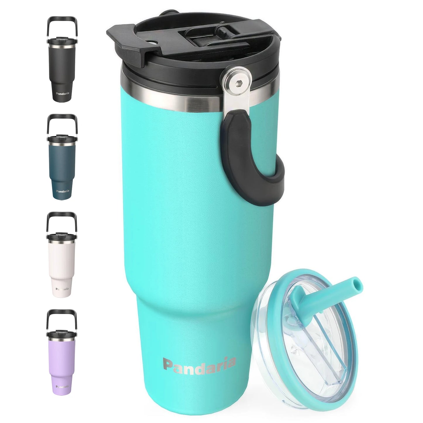 FBA Warehouse Ready Stock 40oz Powder Solid Color Coated Vacuum Insulated Tumbler With Handle and Lid