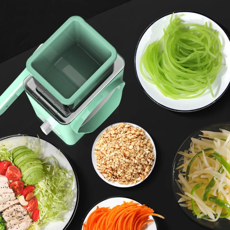 Multipurpose 3-in-1 Steel Food Plastic Hand Crank Chopper Rotary Cheese Vegetable Carrot Slicer Grater Set Kitchen Gadget