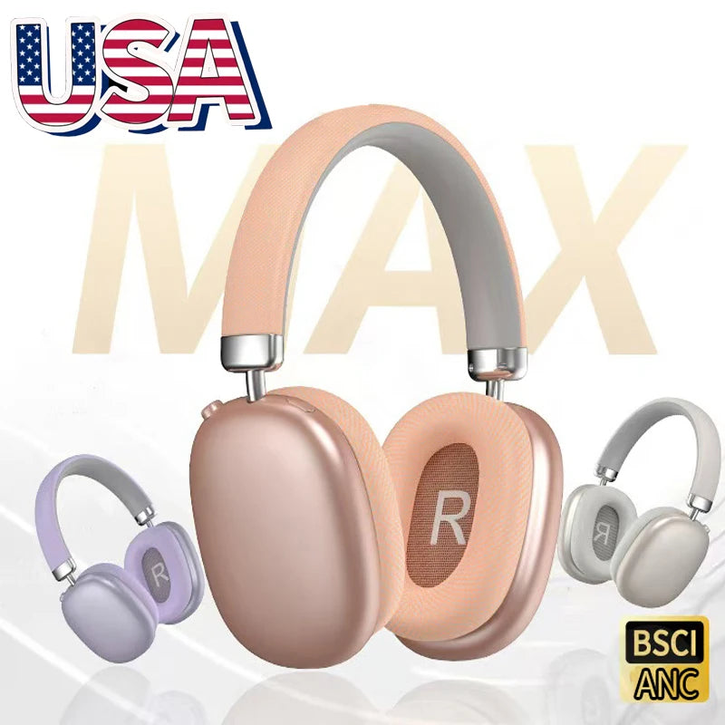 USA Warehouse Stock Real Serial Numbers Air Max Wireless Head Mounted ANC Noise Cancelling Earphones with Retail Package Type-C