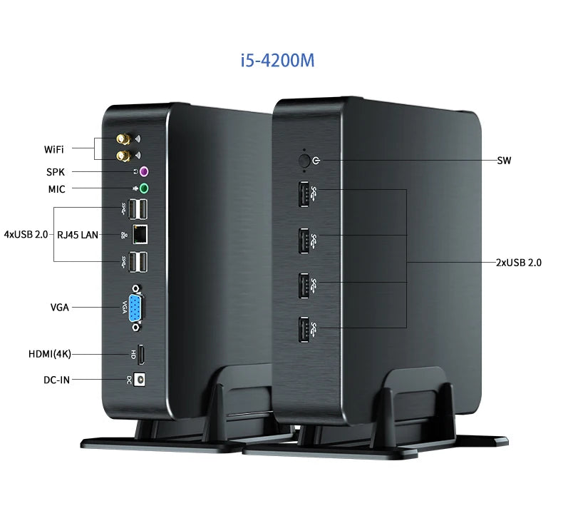 Mini Desktop I7 4700HQ 4200M Four-Core Eight-Thread Portable Gaming System WiFi HD VGA Core Business Barebone Fanless Industrial