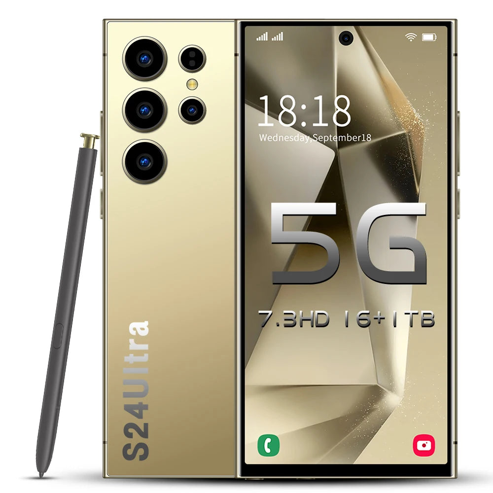 2025 NEW Cellphone Original Unlocked Dual Card 5G Smart Phone HD 5G Cellphone Android 14 S24 Ultra 16GB+1TGB Smartphone