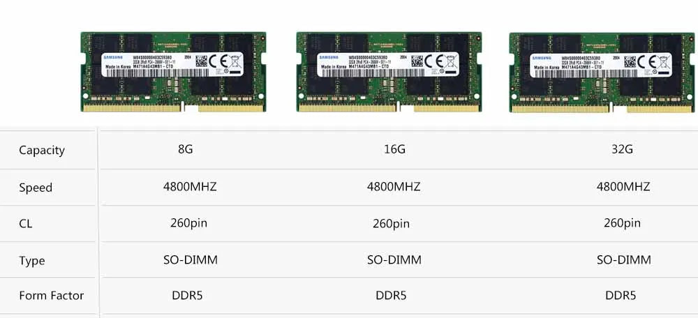 Original SAMSUNG Memory RAM 16GB 8GB DDR5 4800Mhz SODIMM 5600Mhz RAM 32GB for Notebook Laptop Memory Stick