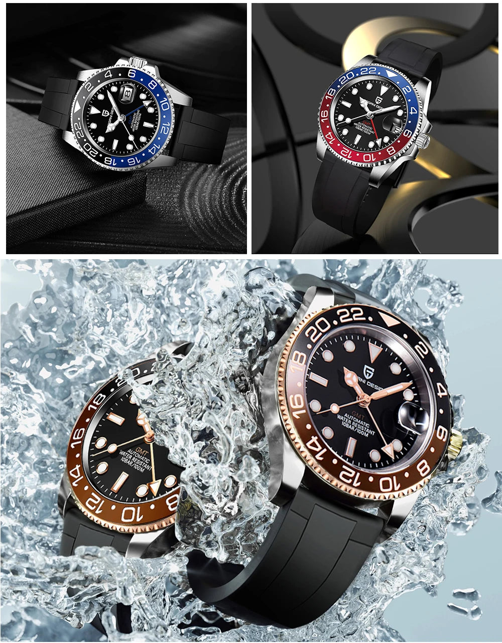 PAGANI DESIGN Top Brand 100M Waterproof Automatic Mechanical NH34 Watch 316L Stainless Steel Men's Watch PD-1662 reloj hombre