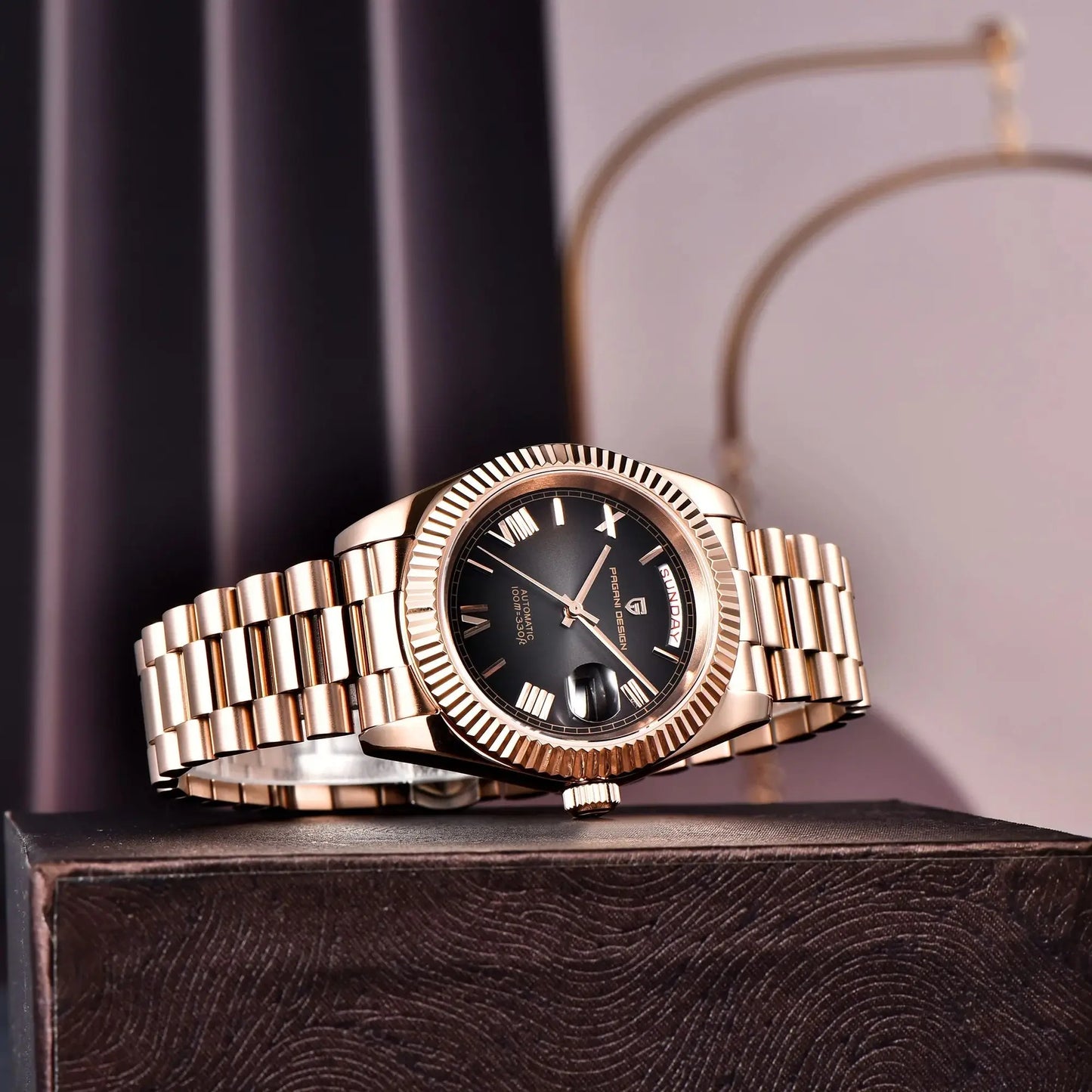 PAGANI DESIGN 2025 New Luxury Rose Gold DD40 Automatic Watch For Men NH36A Mechanical Wristwatch Men Stainless steel Waterproof