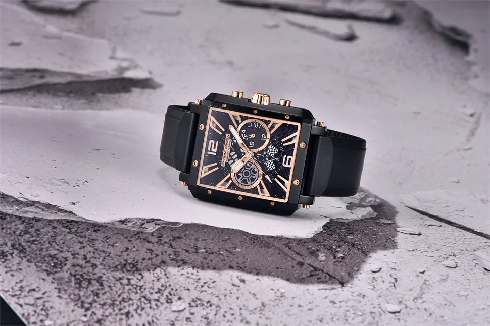 PAGANI DESIGN 2022 New Rectangular Watches for Men Top Brand Men's Sports Quartz Watches Skeleton Automatic Date Chronograph