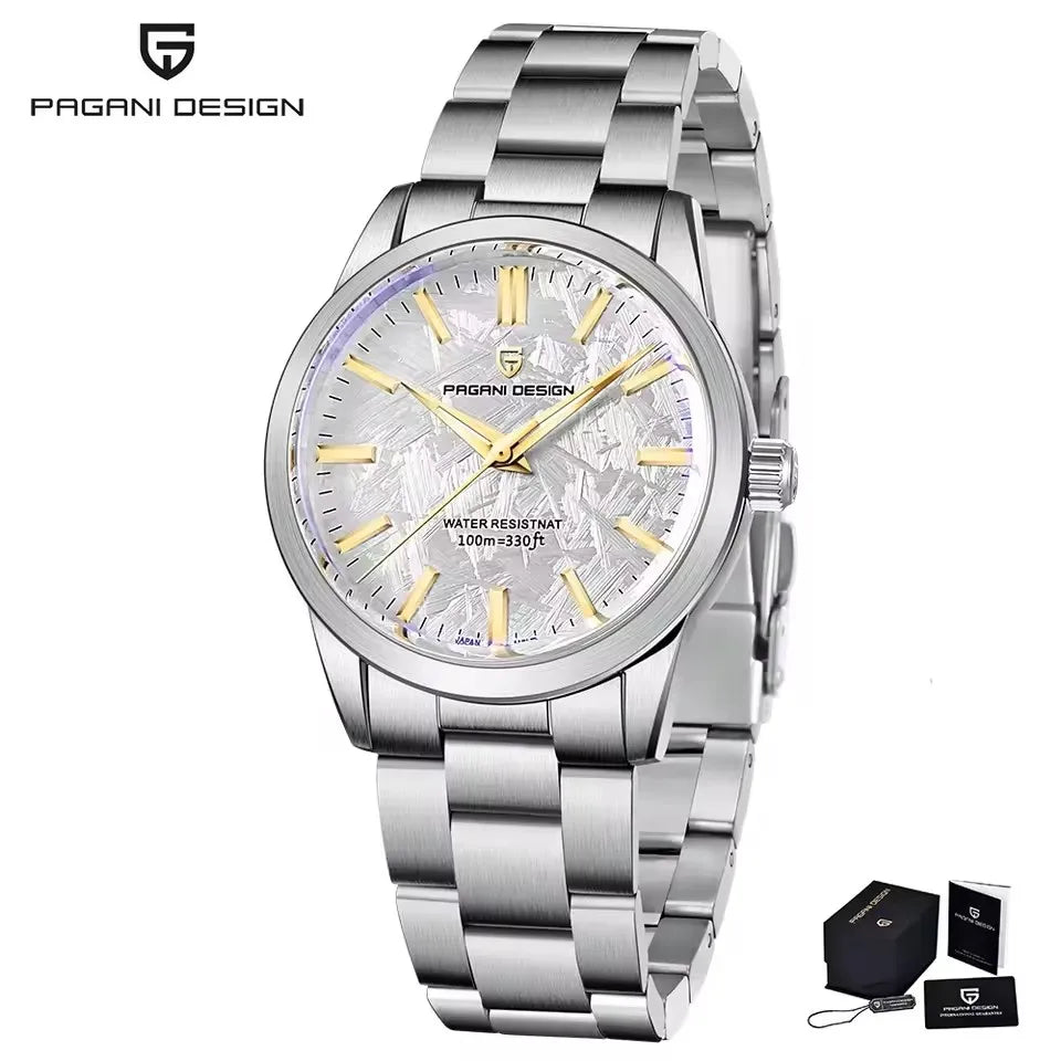PAGANI DESIGN 40MM Meteorite dial Men Quartz Watches Luxury Business Sapphire 316L Stainless Steel 100M Waterproof Watch For Men