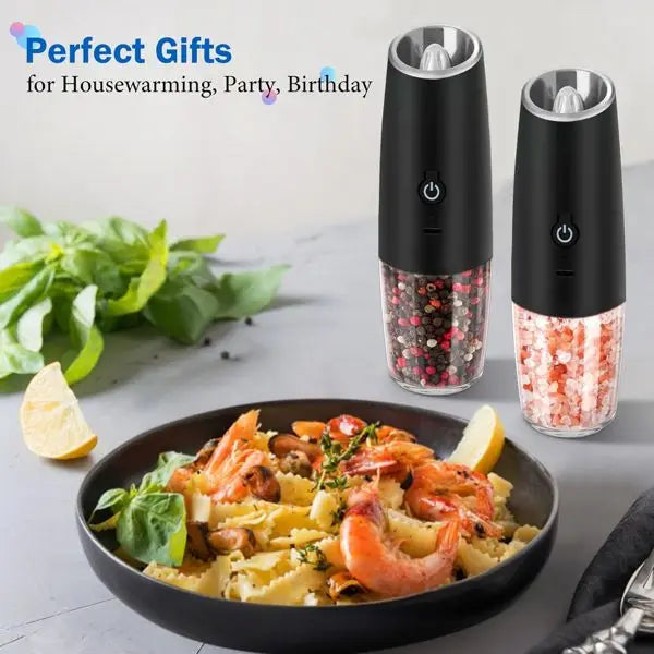Electric Rechargeable Salt Pepper Grinder Set LED Light Adjustable Coarseness One-Hand Operated Spice Shaker for Kitchen for