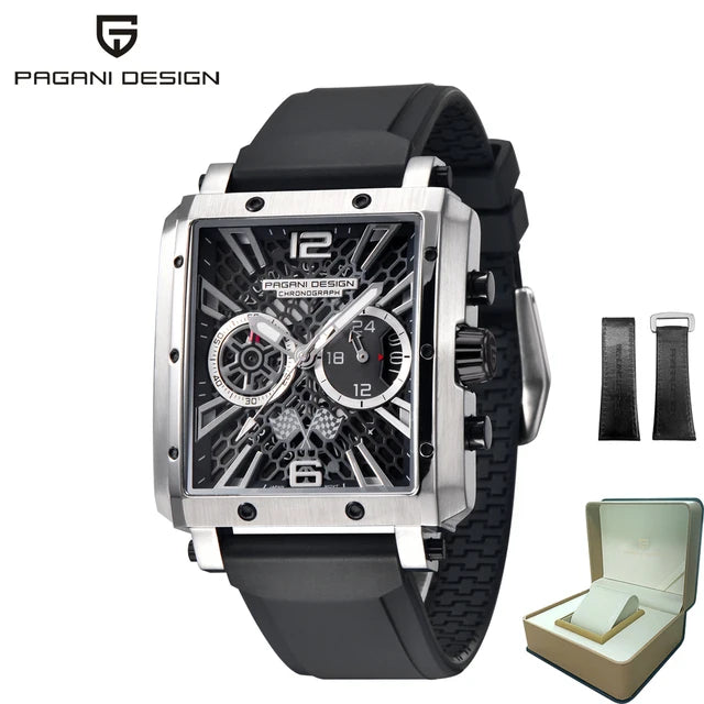 PAGANI DESIGN 2022 New Rectangular Watches for Men Top Brand Men's Sports Quartz Watches Skeleton Automatic Date Chronograph
