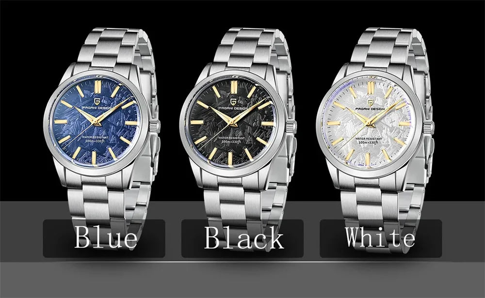 PAGANI DESIGN 40MM Meteorite dial Men Quartz Watches Luxury Business Sapphire 316L Stainless Steel 100M Waterproof Watch For Men