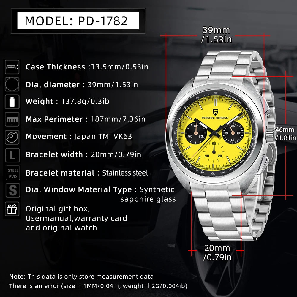 PAGANI DESIGN 2025 New Pilot Luxury Quartz Watch For Men Sport Chronograph AR Sapphire crystal Stainless steel Wrist watches Men