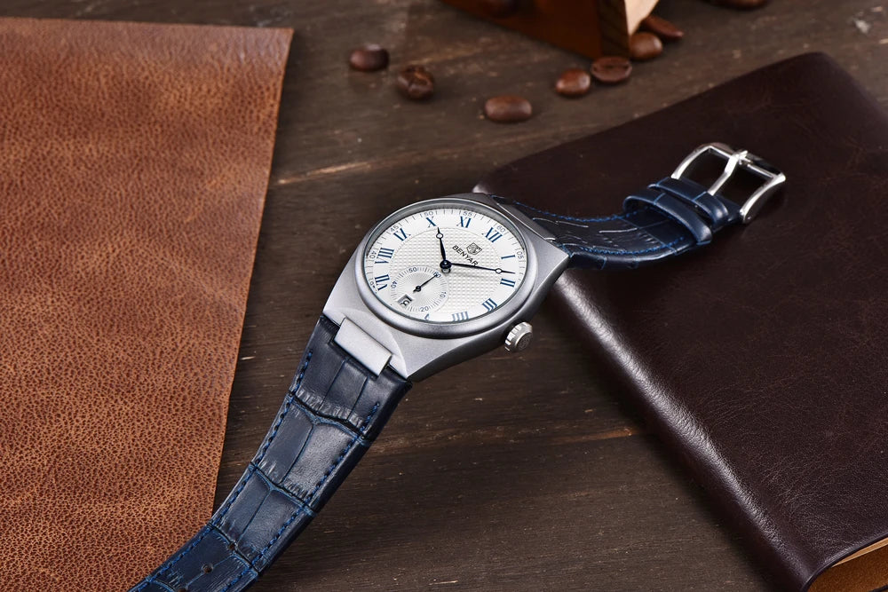 BENYAR Men's Watches Retro Dial Quartz Watch For Men Luxury 40MM Military Leather Original Watches Waterproof Clock Reloj Hombre
