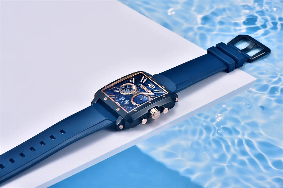 PAGANI DESIGN 2022 New Rectangular Watches for Men Top Brand Men's Sports Quartz Watches Skeleton Automatic Date Chronograph