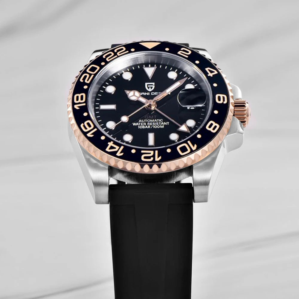 PAGANI DESIGN New Fashion Luxury Watch Mechanical Automatic Watch Sports Waterproof Rubber Rotating Frame Luminous Watch for Man