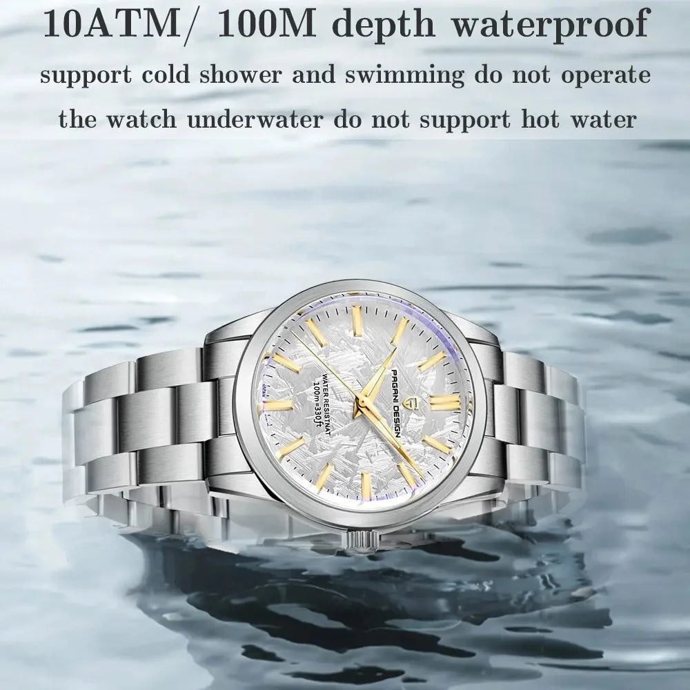 PAGANI DESIGN 40MM Meteorite dial Men Quartz Watches Luxury Business Sapphire 316L Stainless Steel 100M Waterproof Watch For Men