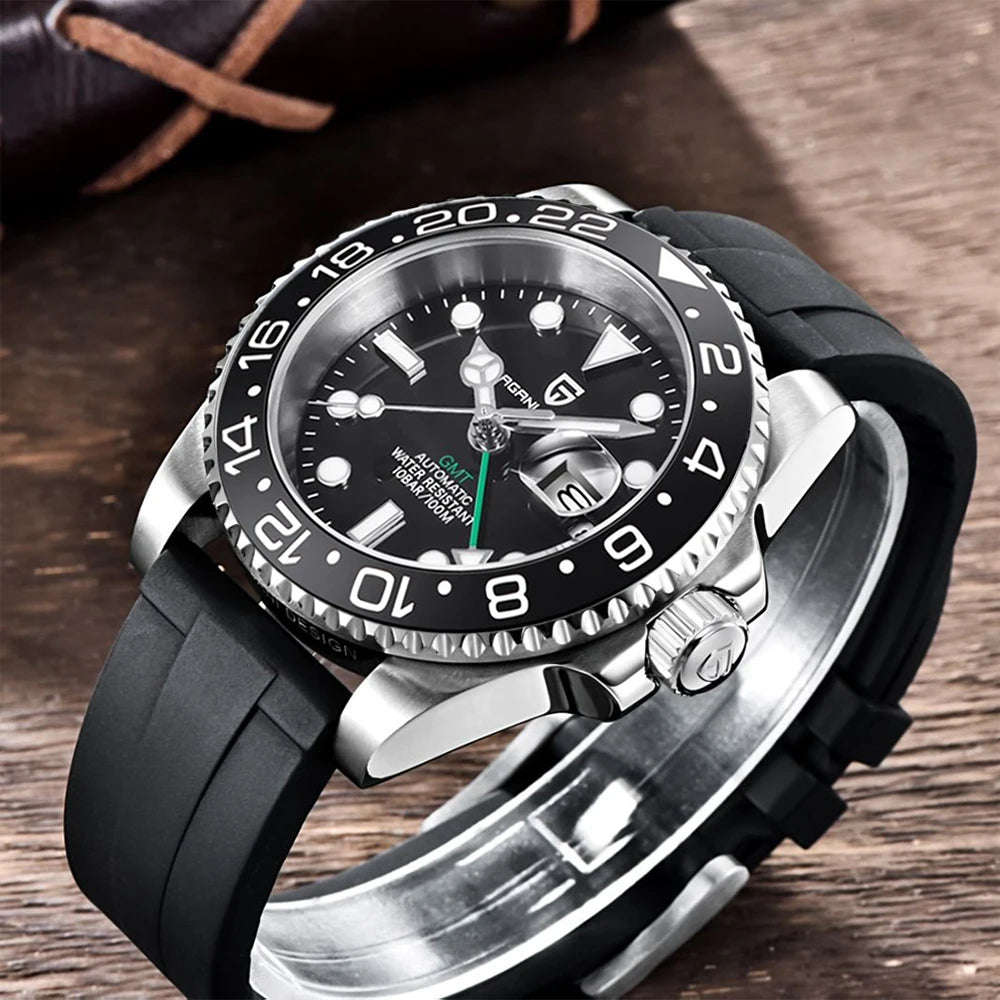 PAGANI DESIGN New Fashion Luxury Watch Mechanical Automatic Watch Sports Waterproof Rubber Rotating Frame Luminous Watch for Man