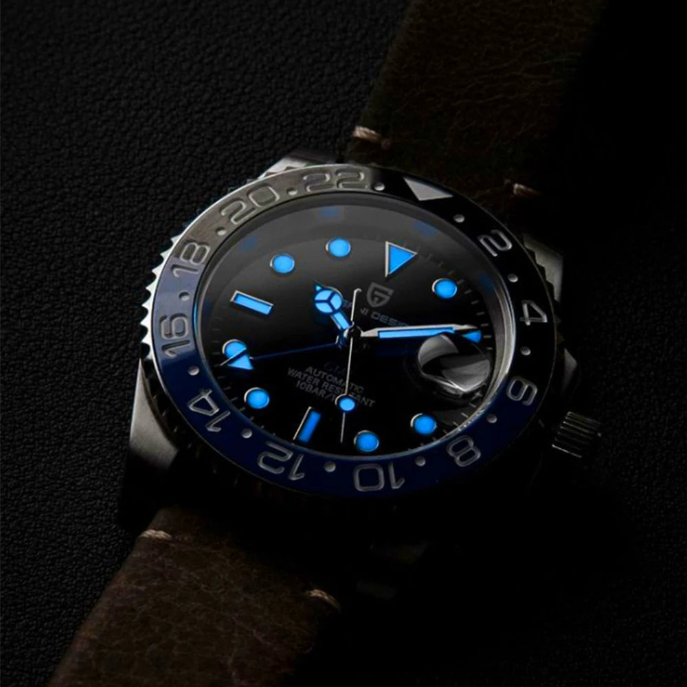 PAGANI DESIGN New GMT Men's Watch Luxury Sapphire Automatic Mechanical Watch 40MM Stainless Steel 100M Waterproof Watch