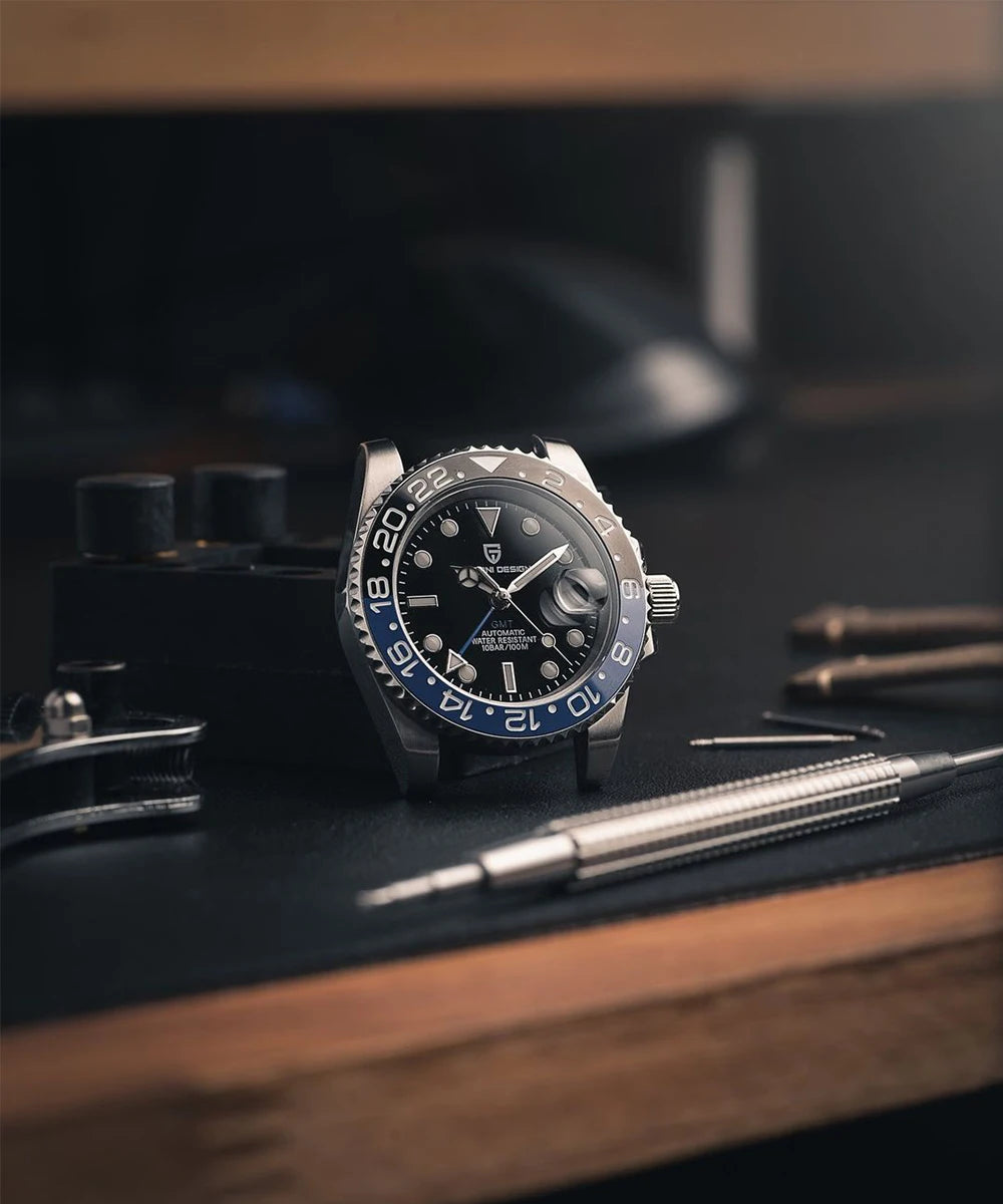 PAGANI DESIGN New GMT Men's Watch Luxury Sapphire Automatic Mechanical Watch 40MM Stainless Steel 100M Waterproof Watch