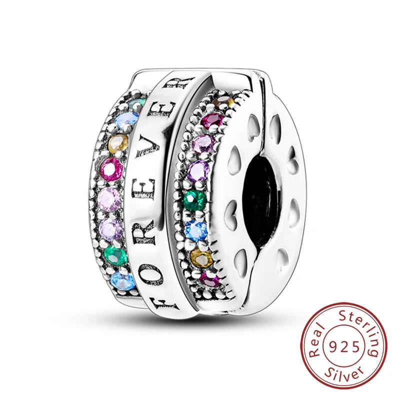 Hot Sale 925 Sterling Silve Charms Beads Forever Love Heart Sister Family Life Charms Dangle For Bracelet Woman Jewelry Gifts