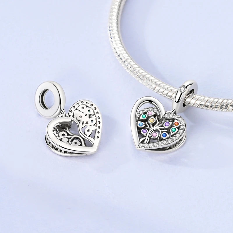 Hot Sale 925 Sterling Silve Charms Beads Forever Love Heart Sister Family Life Charms Dangle For Bracelet Woman Jewelry Gifts