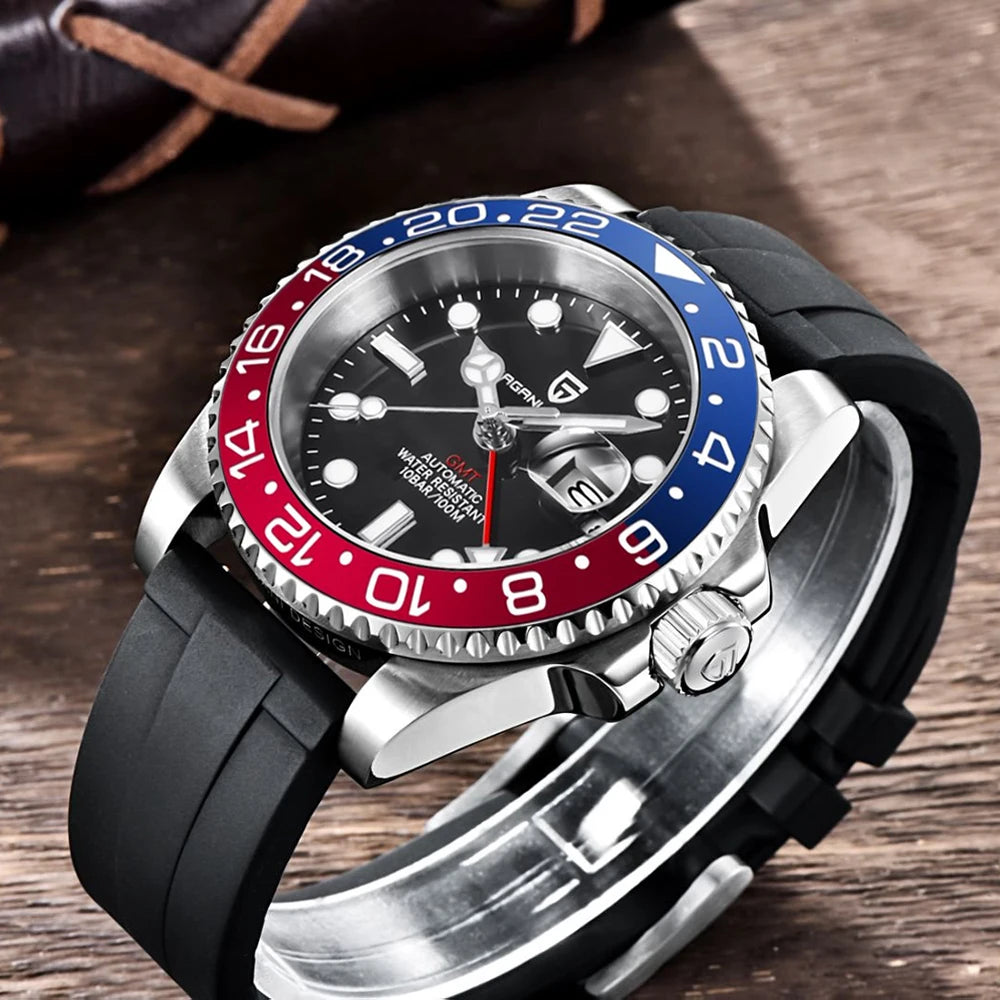 PAGANI DESIGN New Fashion Luxury Watch Mechanical Automatic Watch Sports Waterproof Rubber Rotating Frame Luminous Watch for Man