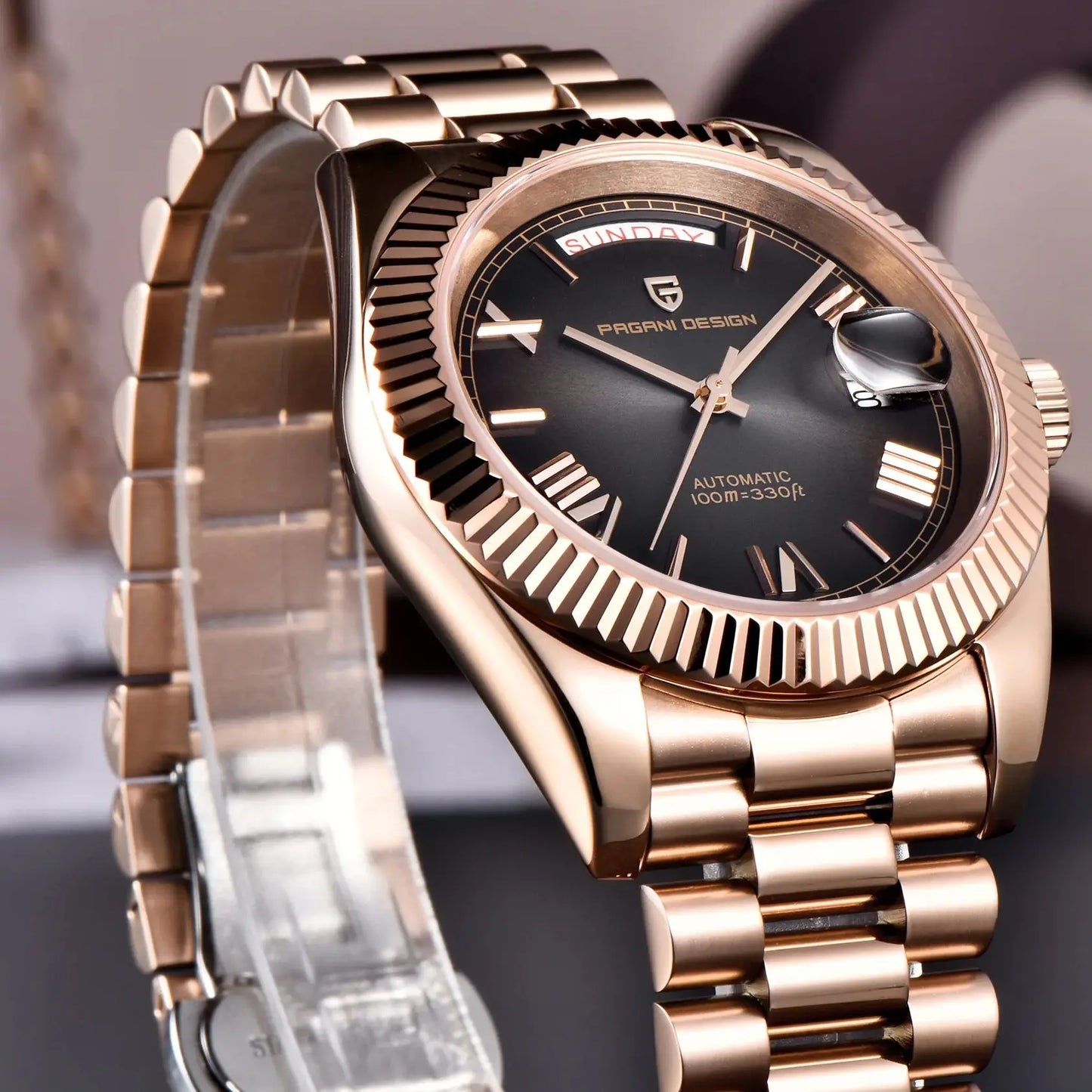 PAGANI DESIGN 2025 New Luxury Rose Gold DD40 Automatic Watch For Men NH36A Mechanical Wristwatch Men Stainless steel Waterproof