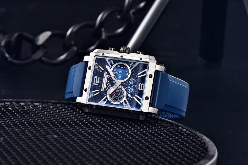 PAGANI DESIGN 2022 New Rectangular Watches for Men Top Brand Men's Sports Quartz Watches Skeleton Automatic Date Chronograph