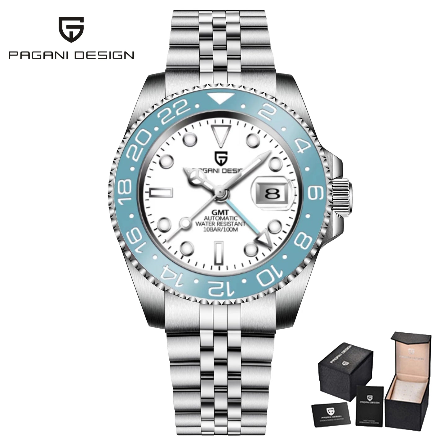 PAGANI DESIGN New GMT Men's Watch Luxury Sapphire Automatic Mechanical Watch 40MM Stainless Steel 100M Waterproof Watch