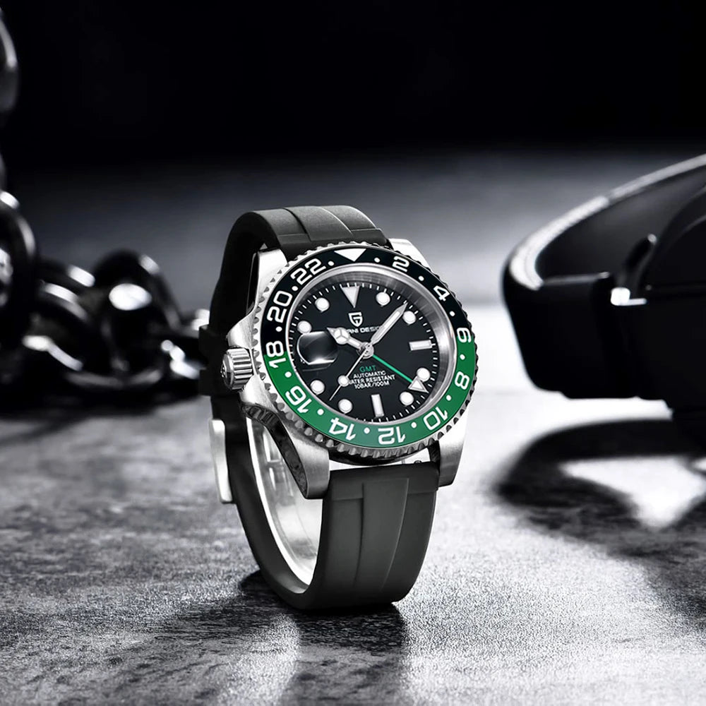 PAGANI DESIGN New Fashion Luxury Watch Mechanical Automatic Watch Sports Waterproof Rubber Rotating Frame Luminous Watch for Man