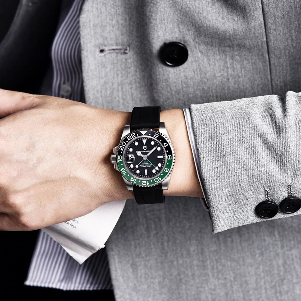 PAGANI DESIGN New Fashion Luxury Watch Mechanical Automatic Watch Sports Waterproof Rubber Rotating Frame Luminous Watch for Man