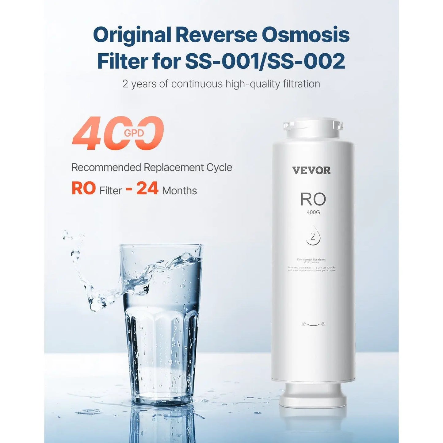 Replacement 400 GPD Reverse Osmosis System for SS-001 Under Sink Water Filter