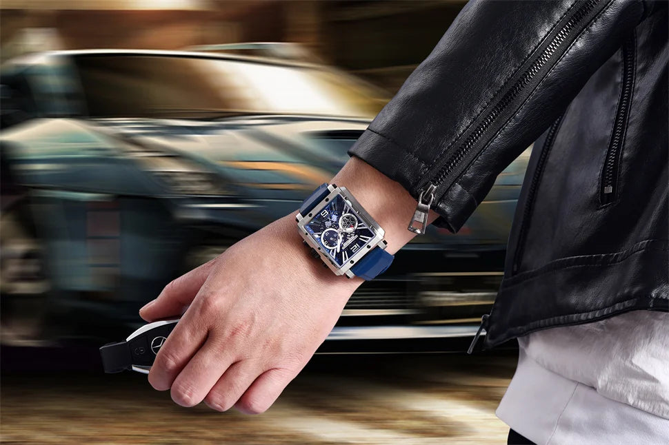 PAGANI DESIGN 2022 New Rectangular Watches for Men Top Brand Men's Sports Quartz Watches Skeleton Automatic Date Chronograph
