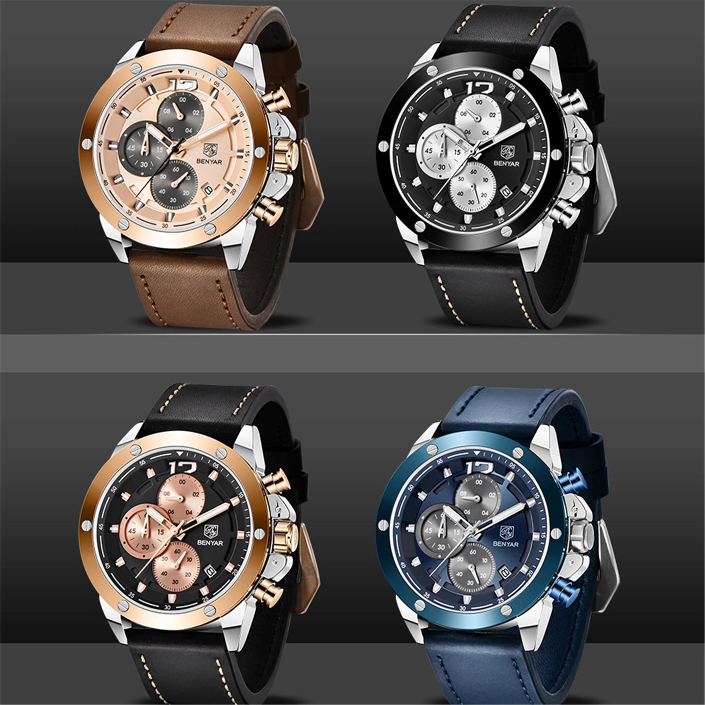 BENYAR Top Luxury Brand 2023 New Men's Watches Multifunction Quartz Sport Chronograph Watches Men Wrist Watch Relogio Masculino