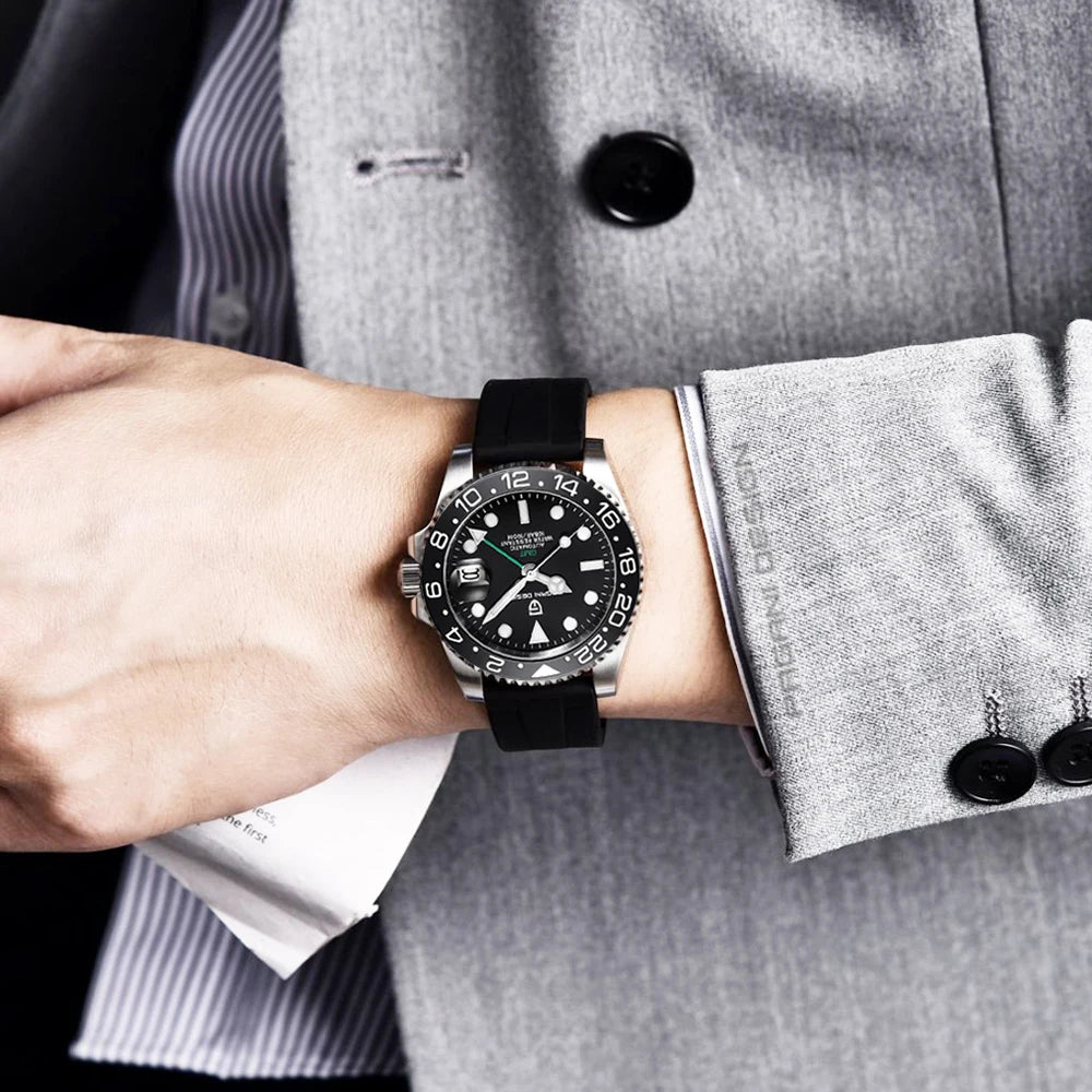 PAGANI DESIGN New Fashion Luxury Watch Mechanical Automatic Watch Sports Waterproof Rubber Rotating Frame Luminous Watch for Man