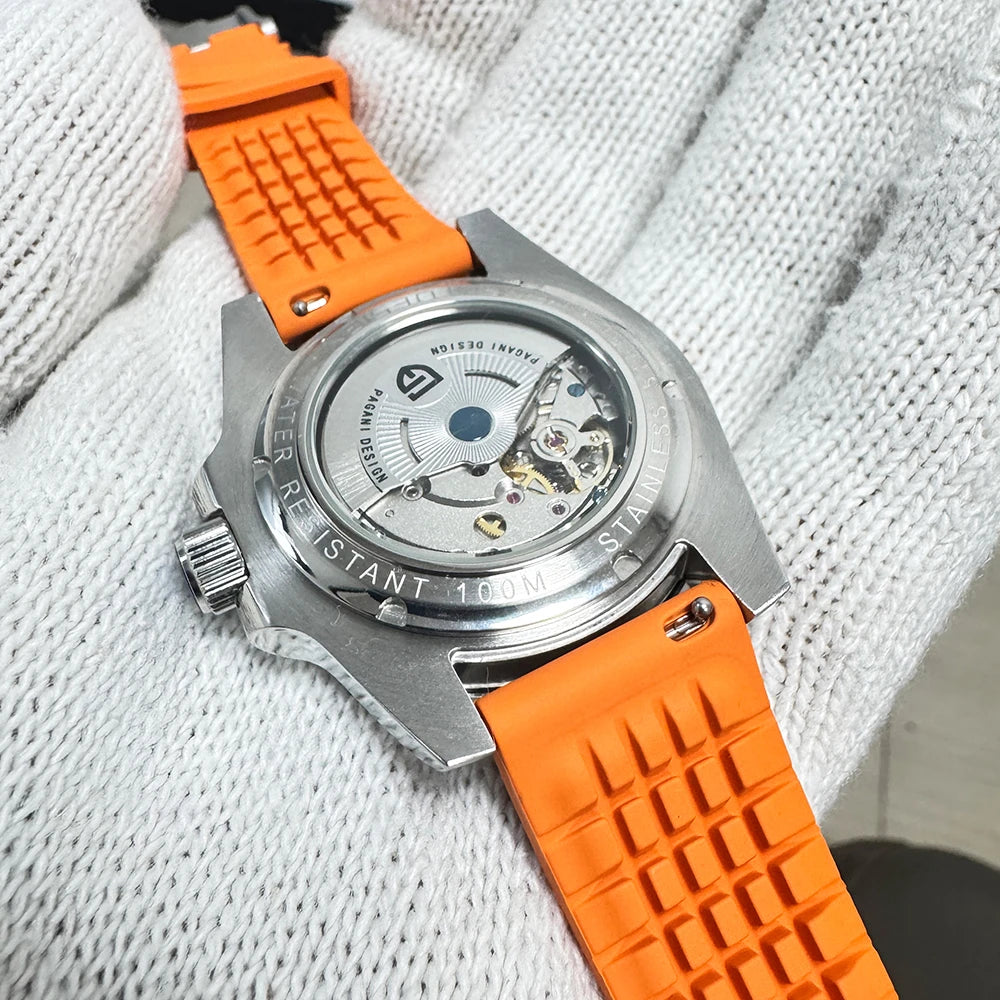 PAGANI DESIGN New Fashion Luxury Watch Mechanical Automatic Watch Sports Waterproof Rubber Rotating Frame Luminous Watch for Man