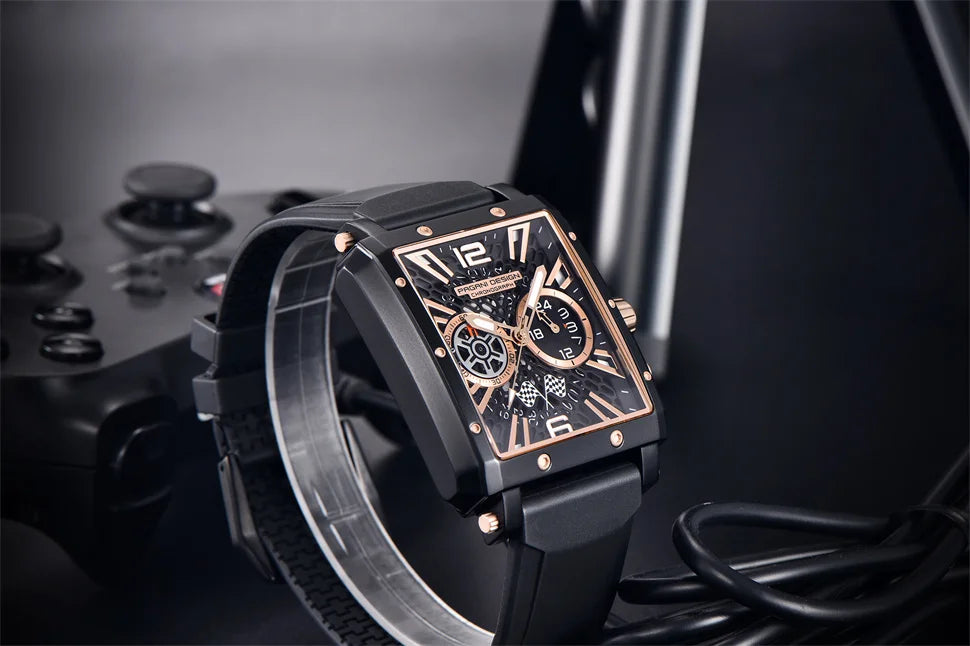 PAGANI DESIGN 2022 New Rectangular Watches for Men Top Brand Men's Sports Quartz Watches Skeleton Automatic Date Chronograph
