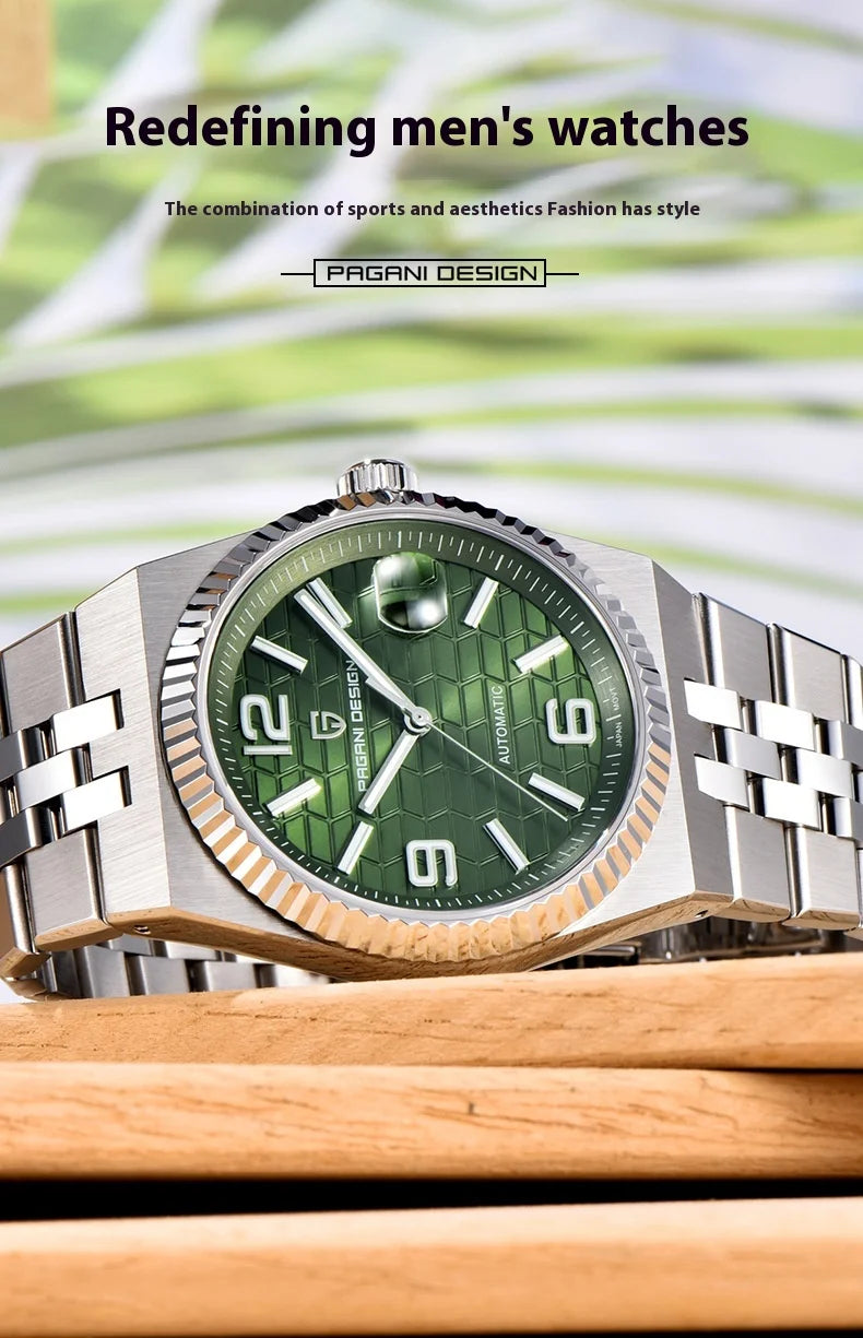PAGANI DESIGN Men's Watch Fully Automatic Mechanical Stainless Steel Strap Night Light Watch PDYS027