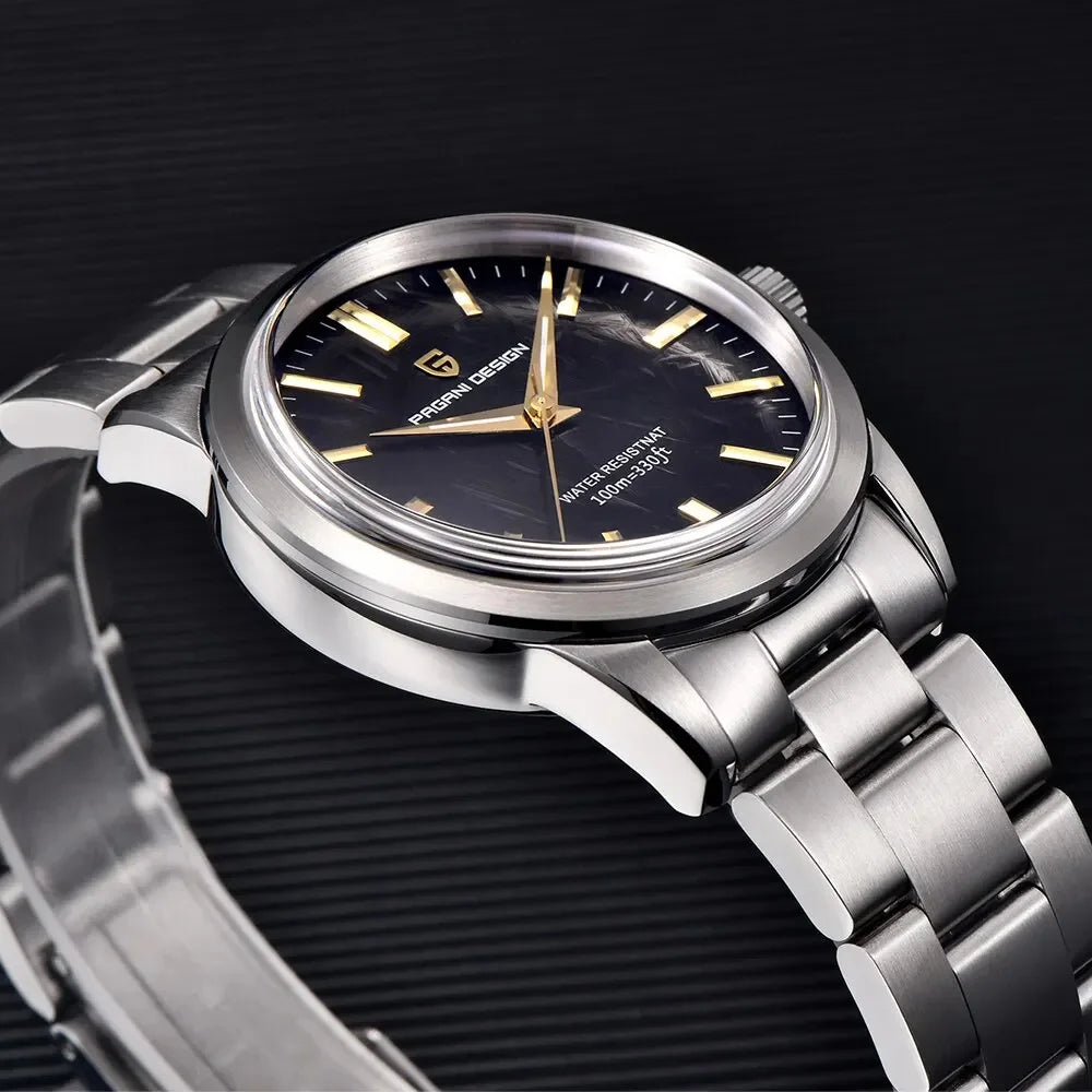 PAGANI DESIGN 40MM Meteorite dial Men Quartz Watches Luxury Business Sapphire 316L Stainless Steel 100M Waterproof Watch For Men