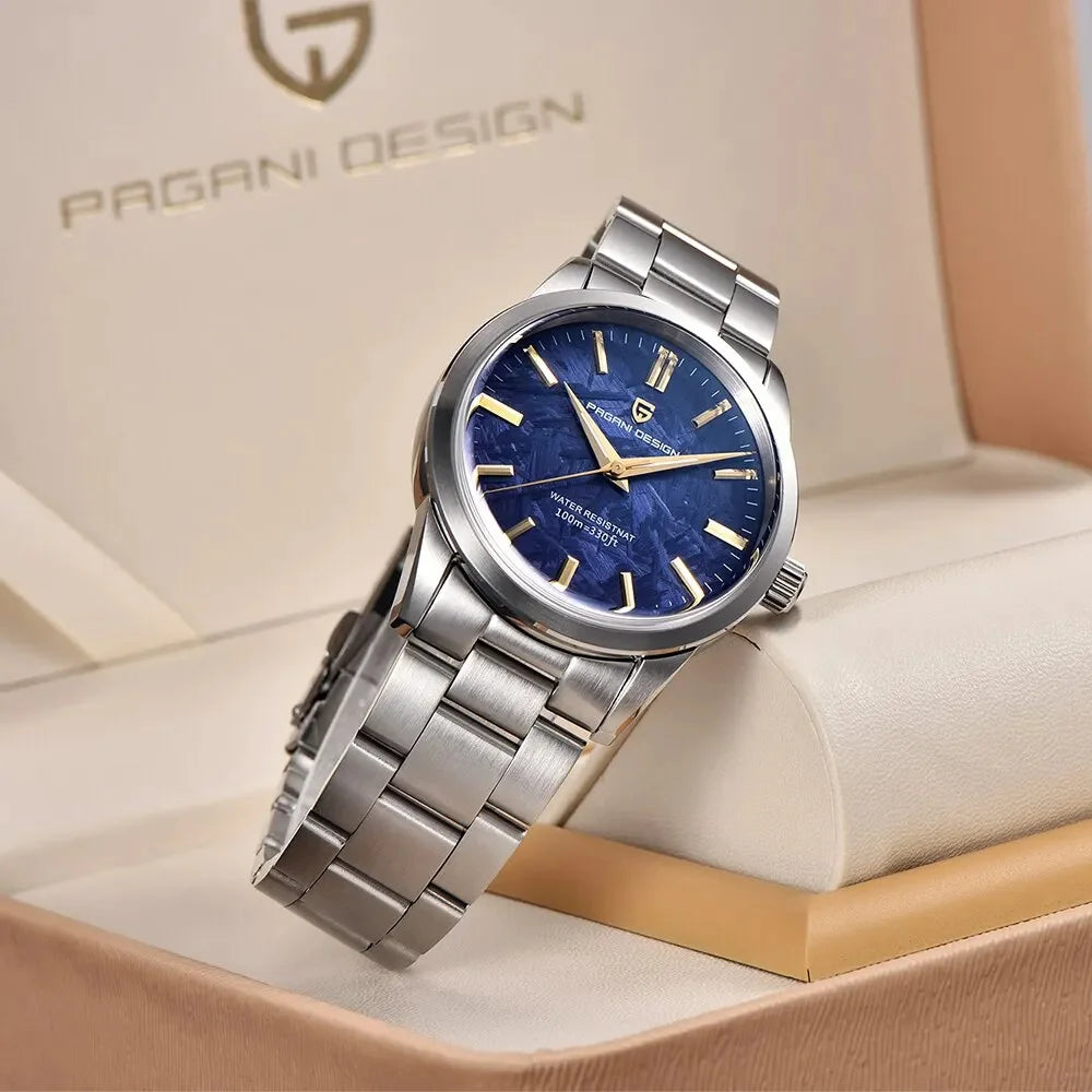 PAGANI DESIGN 40MM Meteorite dial Men Quartz Watches Luxury Business Sapphire 316L Stainless Steel 100M Waterproof Watch For Men