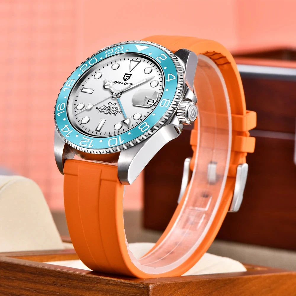 PAGANI DESIGN New Fashion Luxury Watch Mechanical Automatic Watch Sports Waterproof Rubber Rotating Frame Luminous Watch for Man