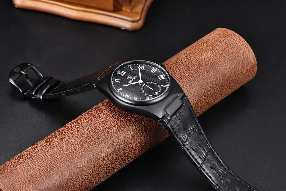 BENYAR Men's Watches Retro Dial Quartz Watch For Men Luxury 40MM Military Leather Original Watches Waterproof Clock Reloj Hombre