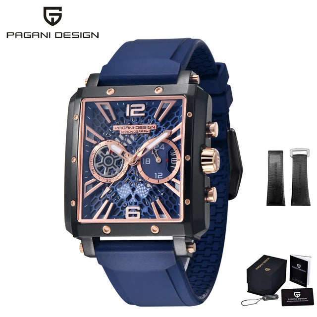 PAGANI DESIGN 2022 New Rectangular Watches for Men Top Brand Men's Sports Quartz Watches Skeleton Automatic Date Chronograph
