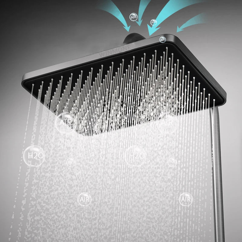 Bathroom Smart Shower System Set Bathtub Rainfall Digital Display Temperature Mixer Rain Shower Faucet Sets with Atmosphere Lamp