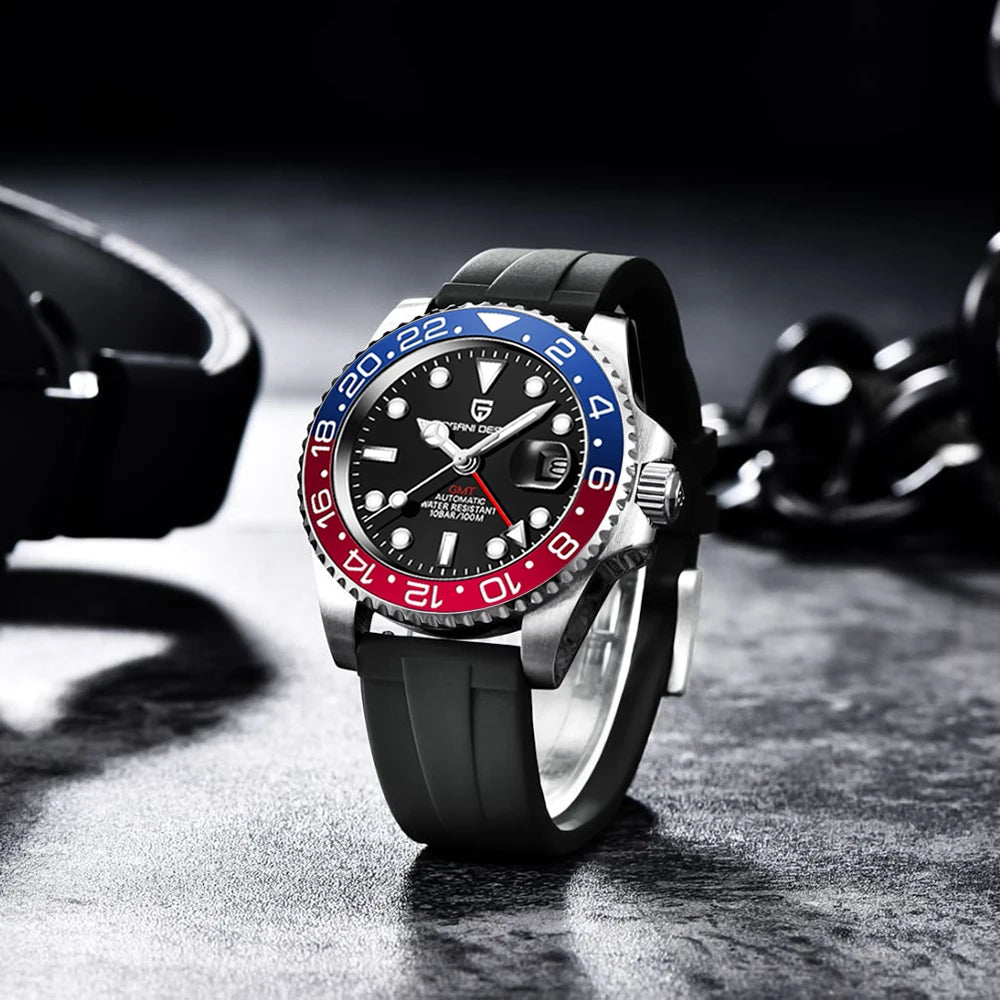 PAGANI DESIGN New Fashion Luxury Watch Mechanical Automatic Watch Sports Waterproof Rubber Rotating Frame Luminous Watch for Man