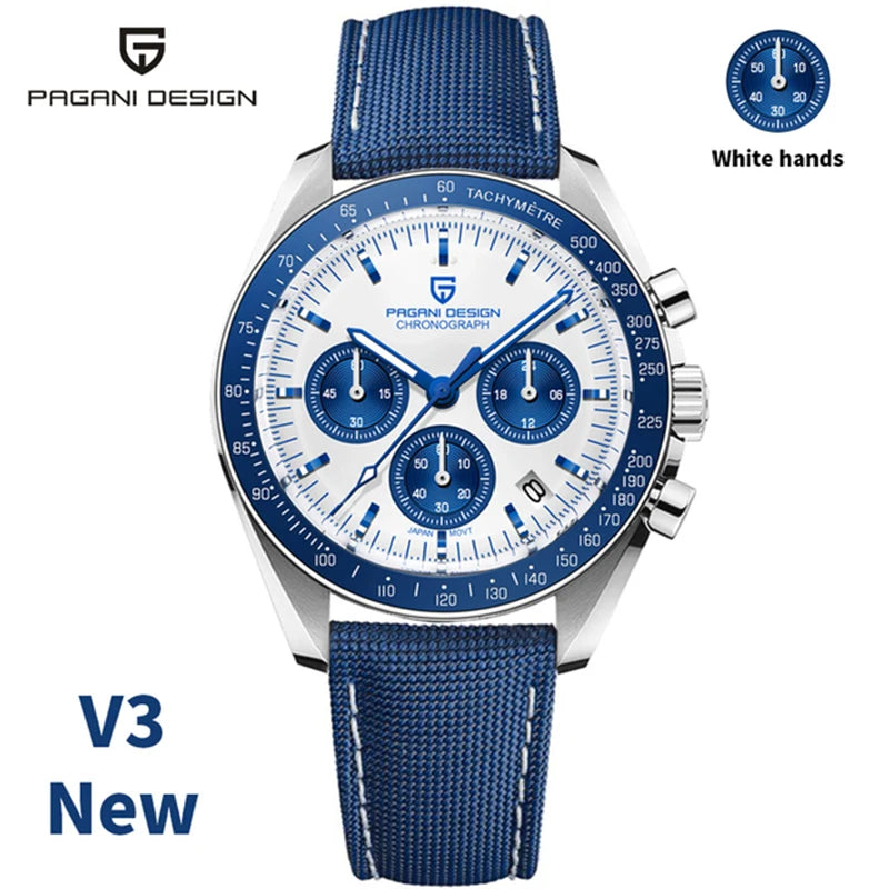 PAGANI DESIGN 2025 New Moon Watch For Men Quartz Multifunction Chronograph Sports Mens Watches Top Brand Luxury Sapphire Mirror