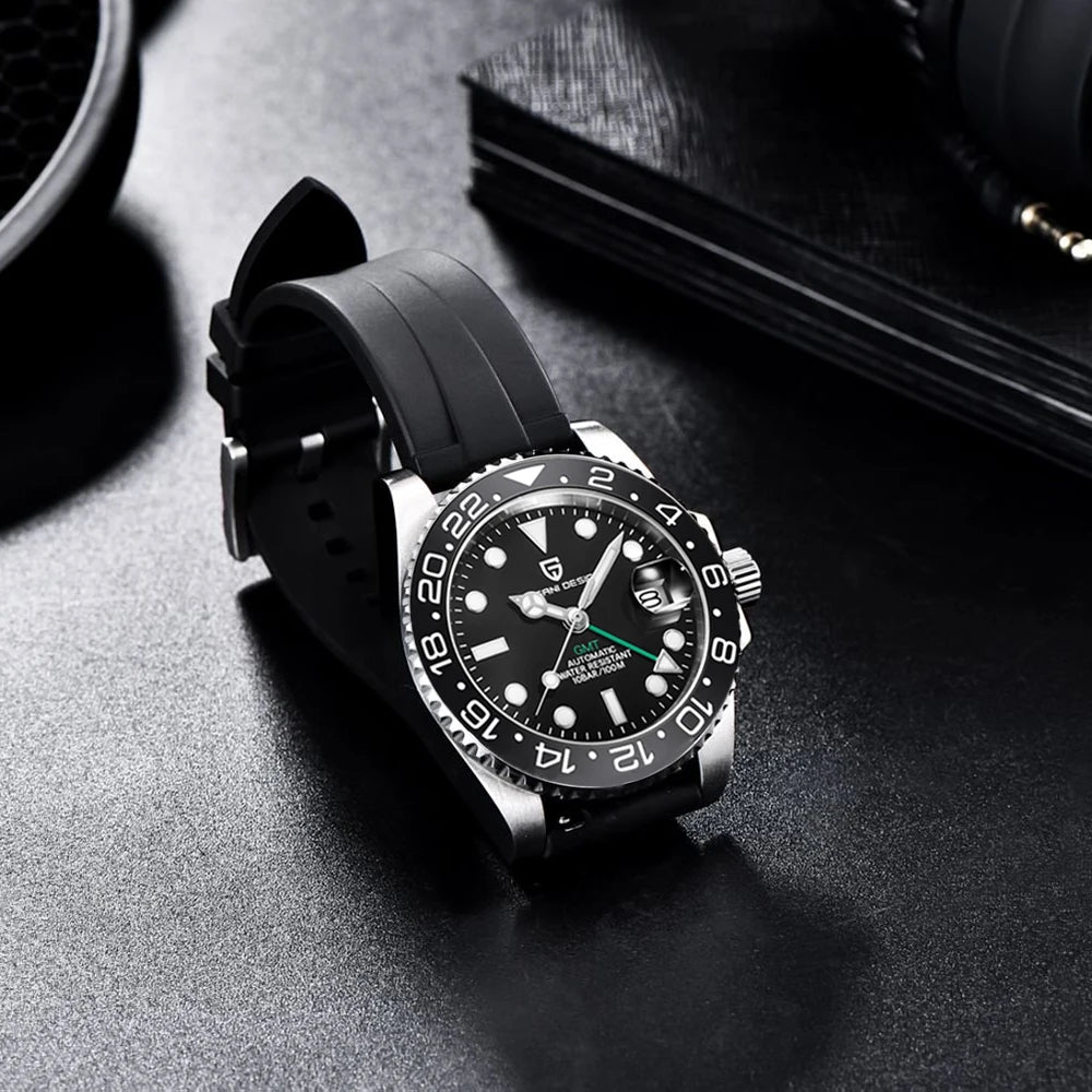 PAGANI DESIGN New Fashion Luxury Watch Mechanical Automatic Watch Sports Waterproof Rubber Rotating Frame Luminous Watch for Man