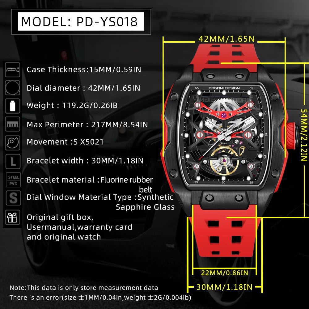PAGANI DESIGN new hollowed out mechanical automatic watch waterproof luminous watch luxurious top-level trendy watches for man