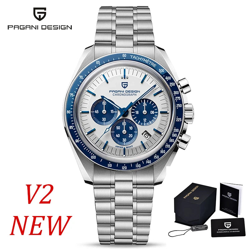 PAGANI DESIGN 2025 New Moon Watch For Men Quartz Multifunction Chronograph Sports Mens Watches Top Brand Luxury Sapphire Mirror