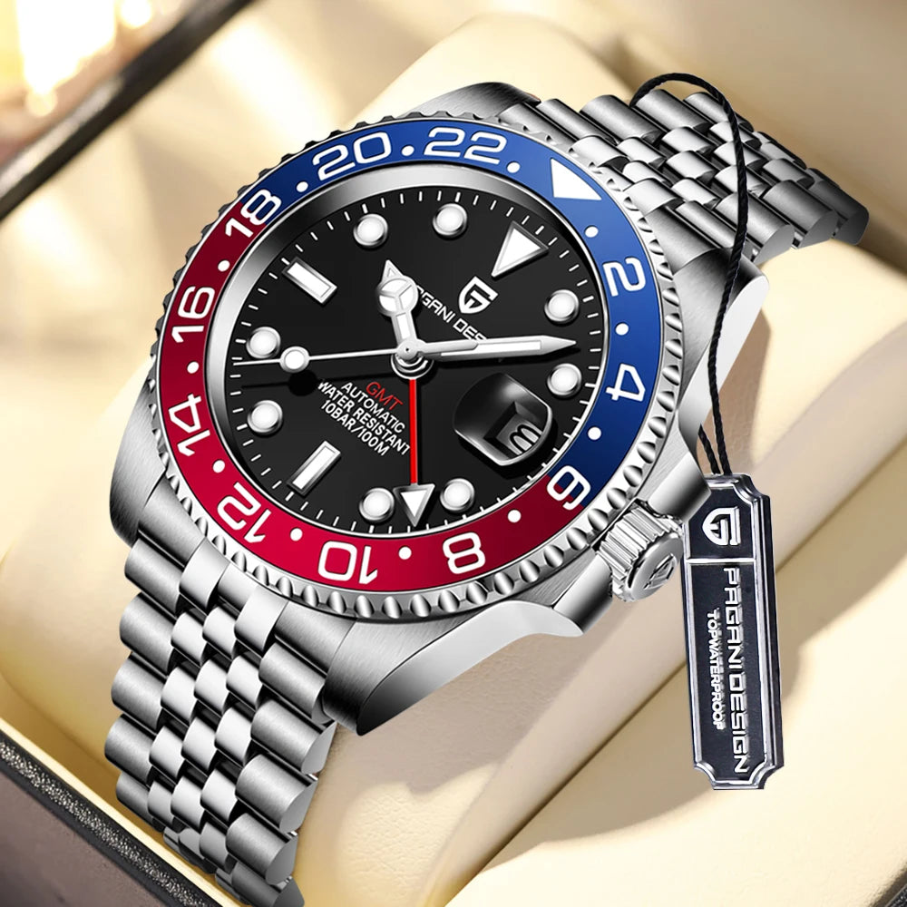 PAGANI DESIGN Top Brand 100M Waterproof Automatic Mechanical NH34 Watch 316L Stainless Steel Men's Watch PD-1662 reloj hombre