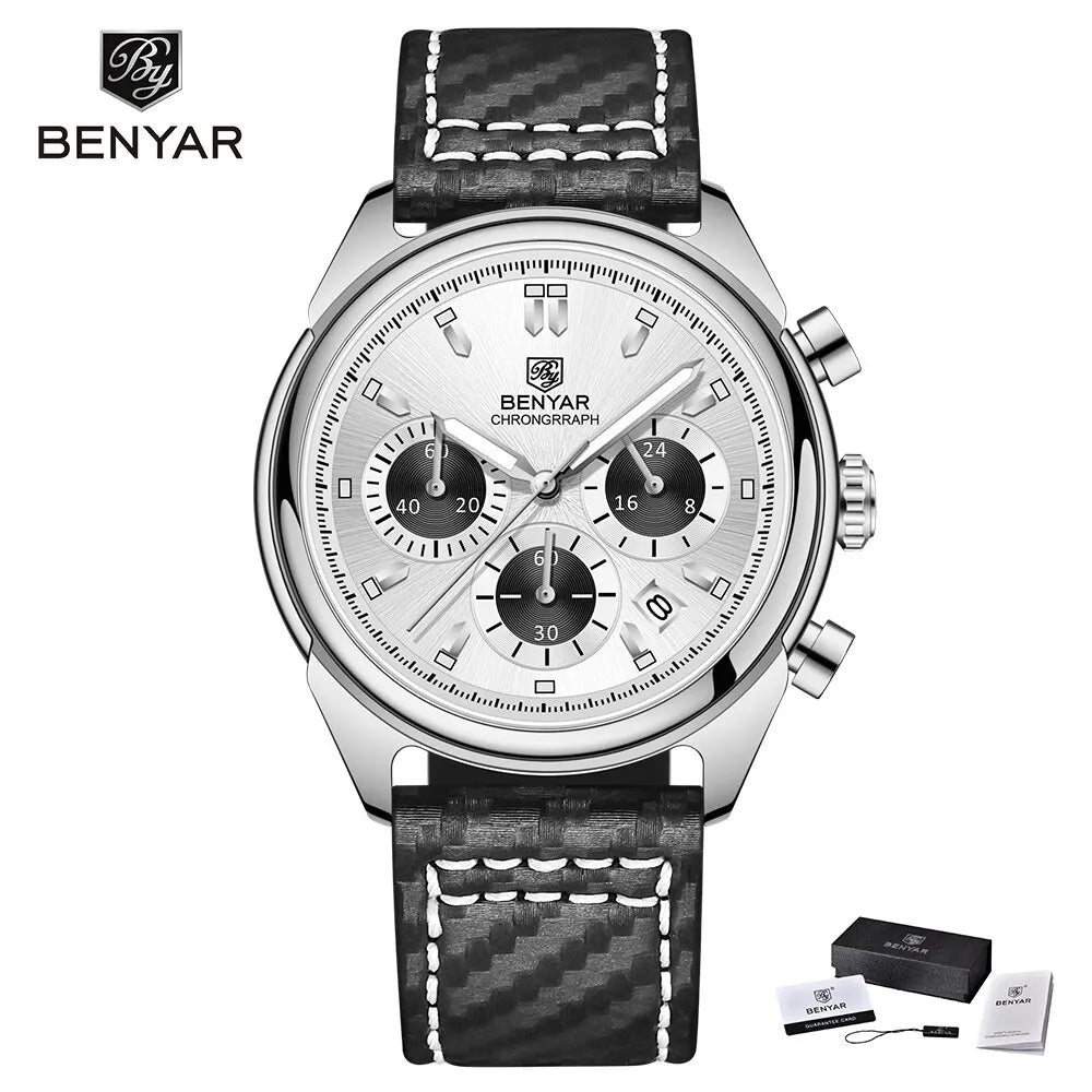 BENYAR 2024 New Watches Men Luxury Brand Chronograph Male Sport Watches Waterproof Stainless Steel Quartz Watch Relojes Hombre